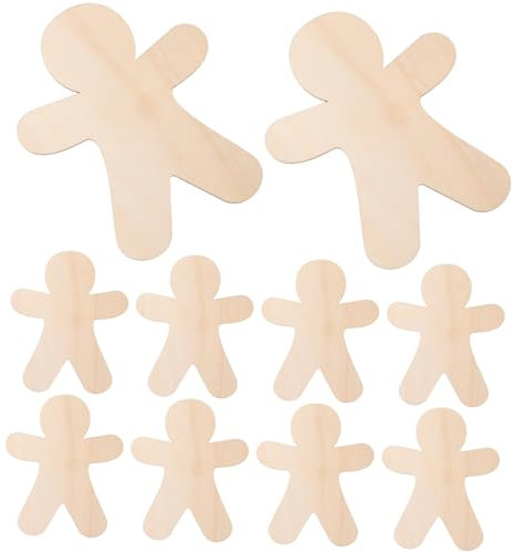 Uonlytech 10pcs Unfinished Wooden Gingerbread Man Cutouts Christmas Tree Decorations Smooth Wood Ornaments for and Home Decor