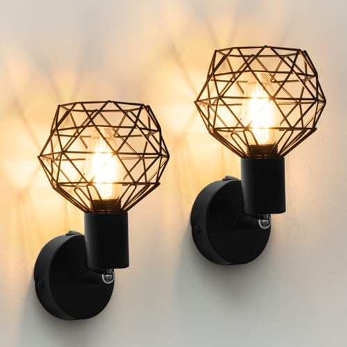 Aulaiyi Deckenstrahler 2er, Schwenkbar 350°, Deckenspots E14 Fassung, Deckenlampe LED Deckenleuchte, Spotleuchte Wand, Wandstrahler für Küche, Wohnzimmer, Schlafzimmer, Schwarz (Ohne Leuchtmittel)