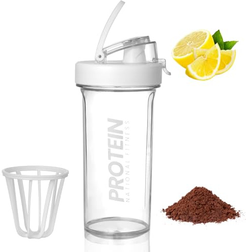 Fefod Eiweiß Shaker, Protein Shaker 500ml mit Messskala & Sieb & Drehverschluss, Proteinshaker - Auslaufsicher, Langlebiger, frei von BPA & DEHP, Shakes für Proteinpulver, Supplements & Pre-Workout