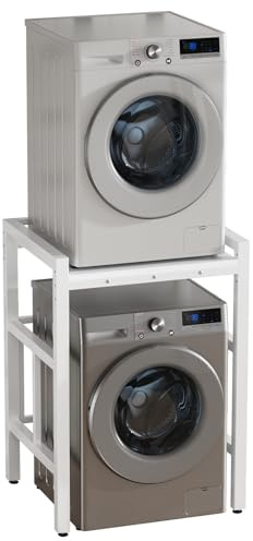 CUSROS Washer Dryer Stand Stacking Kit with Shelf, Over Washer and Dryer Shelf, Over the Washer Storage Rack with Countertop for Washing Machine, Tumble Dryer, Dishwasher (4)