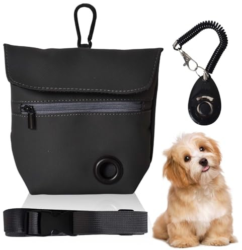 Borsa Porta Snack per Cani, Fibbia Magnetica Borsa da Passeggio con Tracolla, con Dispenser per Sacchetti Raccogli-Escrementi e Clicker per Addestramento.