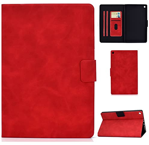Case For Kindle Fire HD 8 Tablet (7th/8th Generation, 2017/2018 Release) Tablet Case, Folio Cover Multi-Angle Viewing w Card Slot Auto Sleep/Wake Smart Cover(Red)
