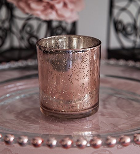 Club Green Xmas Glass Tea Light Candle Holder Rose Gold/Champagne/Silver 3 Sizes Wedding Decor Event(Rose Gold 70 x 90mm)