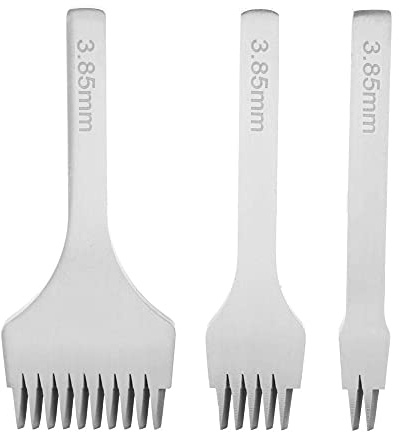 3PCS Herramienta de perforación Punch de cuero marroquinería Prong Tool 2/5/10 Juego de cinceles de costura brida 3.85mm Herramientas bricolaje cuero