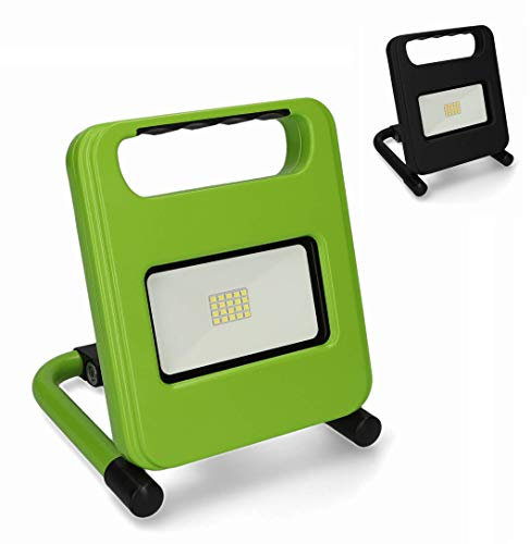 UNITEC LED Arbeitsstrahler mit Akku, 700 Lumen, 10W, faltbar, tragbar, Powerbank, aufladbar per Micro USB, Powerbank, IP 44, grün
