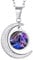 Suplight Horoscope Constellation Zodiac Sign Necklace, Celestial Pendant with Chain 22, Astrology Star Sign Jewelrys, Stainless Steel Engraved Crescent Moon Zodiac Necklace Gemini for Women