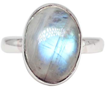 Fine Jewelry Ring 925 Sterlingsilber Regenbogen-Mondstein 3,99 g Größe 8 US Ring Schmuck Crystalcraftindia