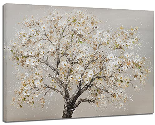 Cadre en Bois Impression sur Toile Arbre à Fleurs de Cerisier Tableau Image sur Toile Affiche Decoration Murale Photo sur Toile Abstrait Tableau Decoration Murale Chambre Coucher Couloir 30x40cm