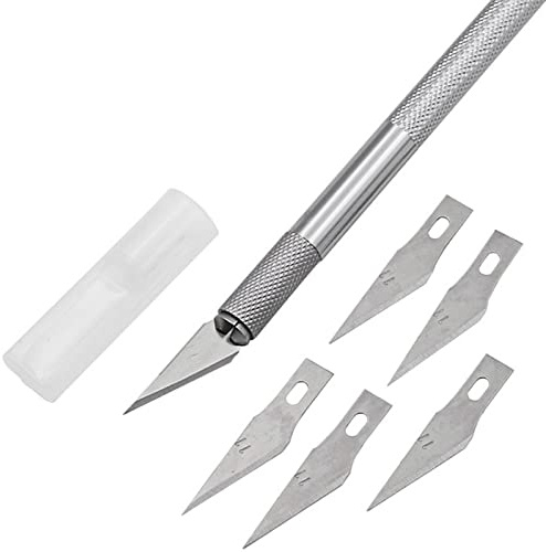 EWANTO 2 Skalpelle inklusive 10 Ersatzklingen und Schutzkappe für Bastelarbeiten DIY Schnitzmesser Bastelmesser Hobbymesser Cutter Skalpell Set zum Basteln Anti Rutsch Griff Carving Craft Art