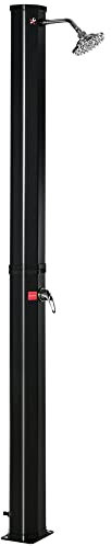 Outsunny Doccia Solare da Giardino Riscaldata 55° per Esterno, Doccia da Giardino 35L con Miscelatore, per Piscina e Campeggio, Nero