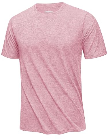 KEFITEVD Funktionsshirt Herren Sport Shirt Trainingsshirt Fitness Shirt Männer Schnelltrocknende Tshirt Rosa Herren Rosa L