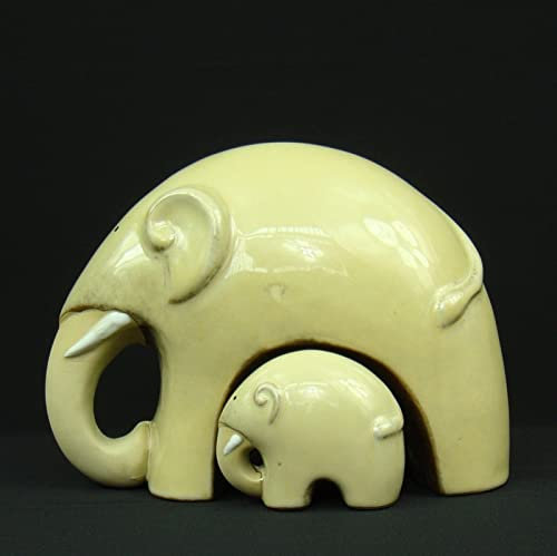 YQLKD Dekoration Desktop Elefant Statue Keramik Mutter Und Baby Skulptur Haushalt Liebe Dekoration