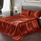 Vonty Satin Sheets California King Seidig weiches Satin-Bettwäsche-Set, 1 Spannbettlaken mit tiefen Taschen + 1 Bettlaken + 2 Kissenbezüge, Rostorange