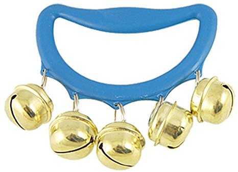 Ruilogod Weihnachtsfeier Blauer Kunststoffgriff Hand Schütteln Jingling Glocken Paar