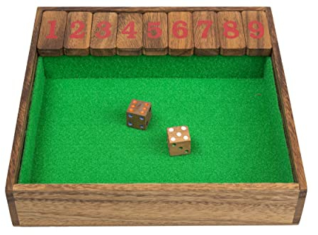 Handelsturm Klappspiel Shut The Box Klappenspiel 23 x 23 x 5cm Würfelspiel aus Holz Gesellschaftsspiel Jackpot