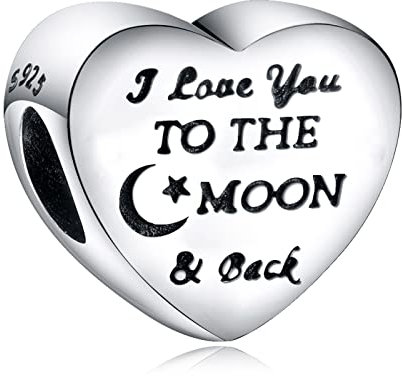 HAEPIAR S925 Sterling Silber Charm für Armband Halskette Sterling Silber Dangles Ich liebe Sie zum Mond und zurück für Frauen Mädchen