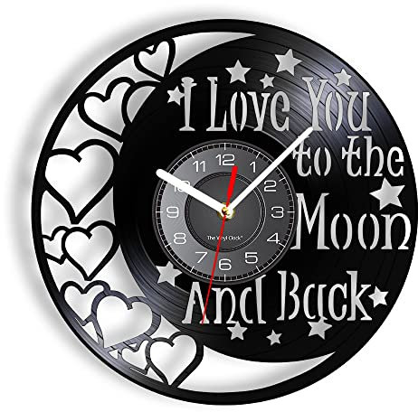 Smotly Vinyl-Wanduhr, Mond-Thema, analoge Uhr, als Geschenk für diejenigen, die Astronomie lieben
