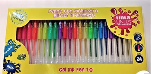 Tinta Unita Confezione da 24 penne a Gel Glitter Profumate Glitterate