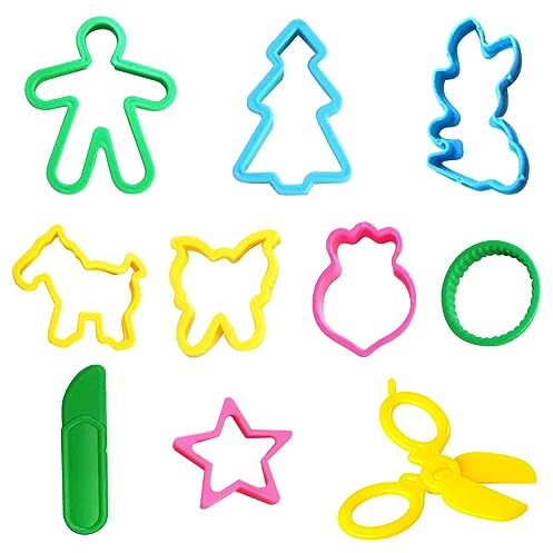 8 Stück Knete Zubehör Kinder Plastilin Werkzeuge, Knete Ausstechformen Extruder Modellierwerkzeug Küchenspielzeug Lernspielzeug für Jungen Mädchen, mit Plastikschere