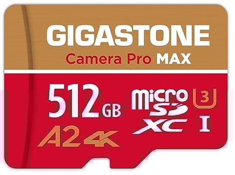 [5-Yrs Free Data Recovery] GIGASTONE 512GB Micro SD Card, Camera Pro MAX, Up to 160/100 MB/s, MicroSDXC Memory Card for DJI, Gopro, Insta360, Dashcam, 4K Video UHS-I A2 V30 U3 C10 with Adapter