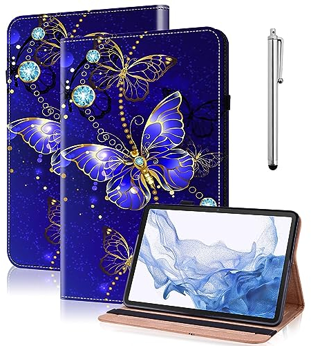 GLANDOTU Funda para Samsung Galaxy Tab A6 10.1 2016 Folio Flip Cuero Funda Galaxy Tab A 2016 Soporte para Lápiz Soporte Billetera Funda para SM-T580 T585 Tablet Funda -Diamante Mariposa