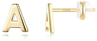 TINGN Ohrstecker Sterling Silber 925 Gold Mädchen Damen, A Buchstaben Ohrringe Medizinische Ohrstecker Schmuck Geburtstagsgeschenke Muttertagsgeschenk für Frauen Mädchen Tochter