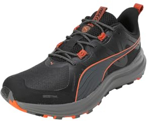 PUMA Unisex Adults Reflect Lite Trail Road Running Shoe, PUMA Black-Flame Flicker, 37.5 EU