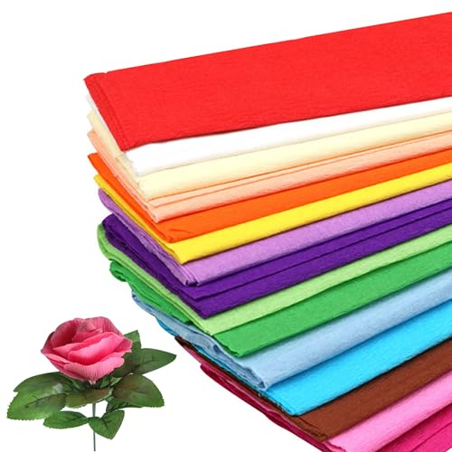 Papel Arrugado de 15 Colores para Embalaje, Flores y Manualidades - Adecuado para Arte Floral y Envoltorio de Regalo
