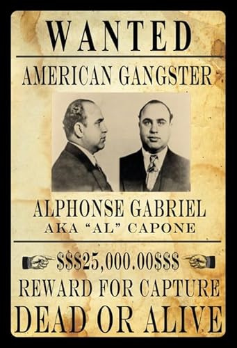 mrdeco Metall Schild 12x18cm gewölbt Wanted Al Capone Mafia Dead Or Alive Blechschild