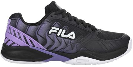 Fila Volley Zone - Scarpe da pickleball da donna, Nero/Viola astero/Bianco, 37 EU