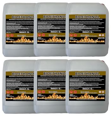 Antiviron Bioethanol 96,6% Premium 6 x 5 L - Ethanol für Tischkamin, Kamin & Gartendeko für Draußen - Rauch- und Rußfrei aus Mais (Bioethanol, 6 x 5 Liter)