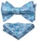 HISDERN Herren Fliege Hellblau Blumen Selbstgebundene Fliege und Einstecktuch Set Einfarbig Anzug für Hochzeit Feier Smoking
