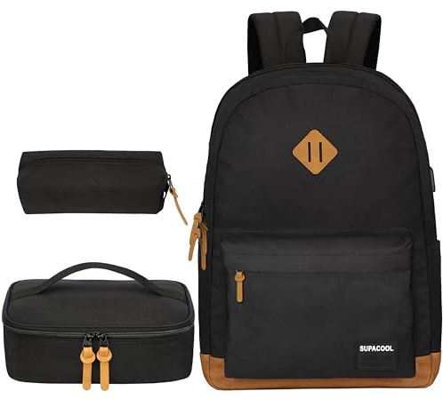 SUPACOOL Lightweight Casual Laptop Backpack with USB Charging Port for Men and Women, Backpack for College