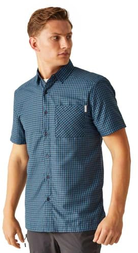 Regatta Men's Kalambo VIII Short Sleeve Shirt, Coronet Blue/Clair de Lune Denim Check, XXL