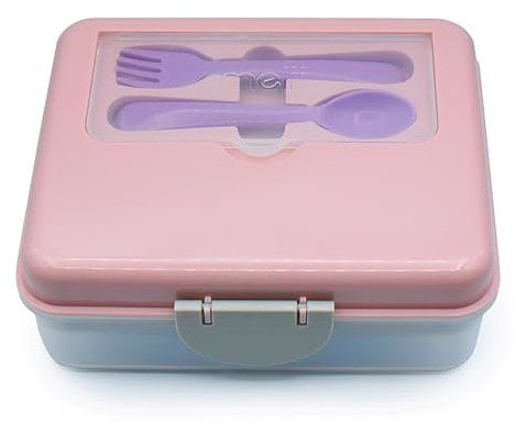 melii Two Tier Bento Box, 6 Compartments, Easy Lock Lid, Dishwasher safe, BPA Free - Pink, Purple & Grey