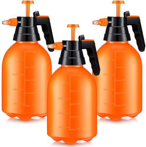 Nuogo 3 Stück Handpumpensprüher, manueller Gartensprüher Drucksprüher Pumpsprühflasche mit verstellbarer Messingdüse für Rasenpflanzen, Unkraut, Sprühen und Bewässerung
