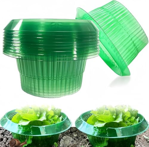 KAHEIGN 12 Pièces Colliers Anti-Limaces en Plastique, 20CM x 12CM Cloches pour Plantes de Jardin Couvertures Anti-Limaces et Escargots Colliers Barrières Anti-Limaces pour Plantes Salade Choux (Vert)