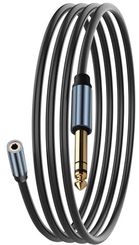 JSADZKJ 1/4 to 1/8 Adapter Extension Cable 6.35mm 1/4 Male TRS to 3.5mm 1/8 Female TRS Stereo Audio Jack Converter Adapter Extension Cord 6.35mm to 3.5mm Cable for Mixer Guitar Amplifier Speaker5.9FT