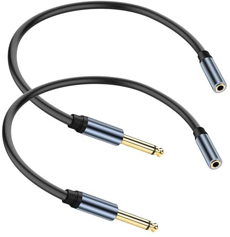 JSADZKJ 1/4 zu 1/8 Adapterkabel 3.5mm Stereo TRS zu 6.35mm Mono TS Audio Jack Adapter Konverter, 6.35mm 1/4 Zoll männlich zu 3.5mm 1/8 Zoll weiblich Audiokabel für Mixer Gitarre 30cm