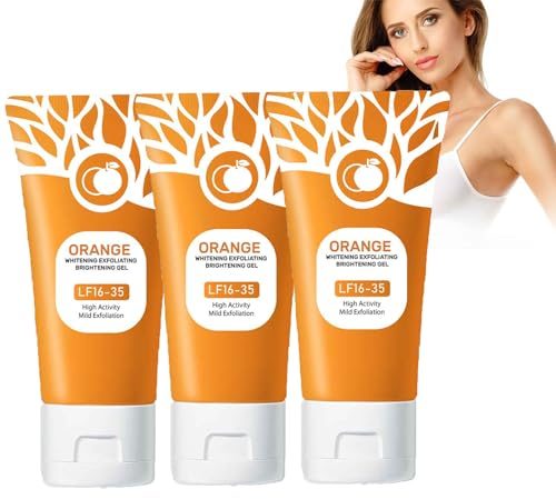 Peeling Gel Damen Gesicht, Brightening Orange Exfoliating Whitening Gel, Orangen Peeling Gels Gesichtspeeling für Reduzieren Hautflecken Tiefenreinigung und Glättung (3PC)
