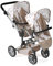 Bayer Chic 2000® Puppenwagen Linus Duo – Bärchen Beige – Faltbarer Zwillingspuppenwagen – Verstellbarer Griff 50-82 cm – Puppen bis 50 cm – 4-8 J.