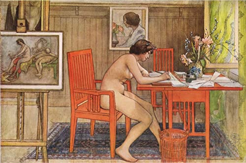 MNMSBFXQ Berühmtes Gemälde Leinwand Bilder Kunstdrucke Leinwand Plakat Modellschreiben Postkarten von carl larsson Bilder Deko Kunstwerkfür Wohnzimmer 60x90cm