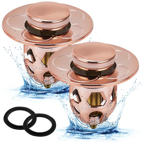 Autoxing 2pcs Bouchon Lavabo Salle de Bain, Pop Up Universel pour Lavabo, Bonde Lavabo Salle de Bain, Bouchon Evier Cuisine, Flitre de Vidange Anti Bloqué, Applicable Baignoire Cuisine (B)
