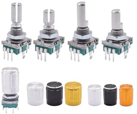 UYCUODLUY 5/10pcs EC11 Knob Switch Incremental 360 Rotary Encoder Module 20 Position Digital Potentiometer 15/20mm Plum Half Shaft(20mm Half Handle,One Size)