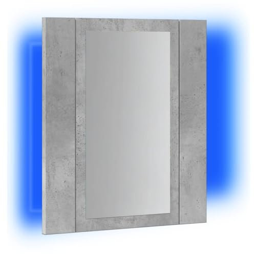 vidaXL Armario de baño con Espejo LED Madera Gris hormigón 40x12x45 cm, Armario de baño con Espejo LED, Armario de Pared, Armario con Espejo para Lavabo