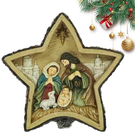 Weihnachtskrippe für den Außenbereich, Krippe für die Krippe im Innenbereich,Stern-Krippenset für Kinder - Kleine Jesusfiguren, Krippe, Szene der Geburt Jesu Christi, Kunstharz für Regale, Schreibtisc