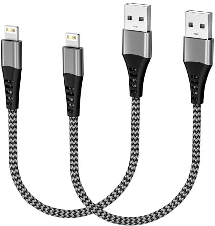 iPhone Charger Cable Short 30CM 2Pack, MFi Certified iPhone Lightning Cable 0.3M Short iPad Charging Cord Nylon iPad USB Wire Fast Charging iPod Lead Wire for iPhone 14 13 12 11 Pro Max XS 8 7