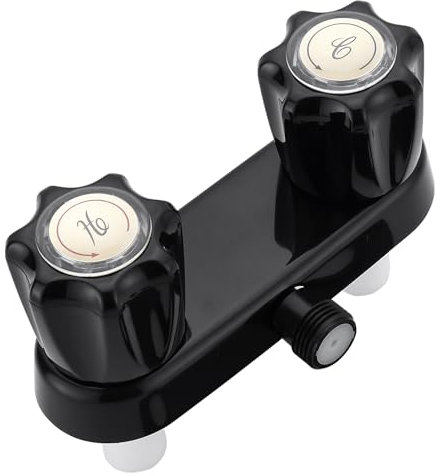 RV Shower Faucet Black RV Shower Faucet Replacement Valve Diverter with 2 Knob Handles for Indoor Outdoor Shower (RV Shower Faucet/Black)
