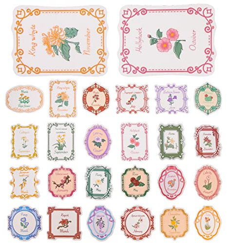 Vaguelly 100pcs Retro Plant Stickers for Laptop Luggage Stickers Flower Pattern Decorative DIY Self-Adhesive for Notebook and Suitcase