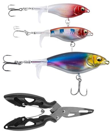 XHYASD Angel Köder,Barsch Köder,Plopper,Topwater Köder mit Propeller-Schwanz für Schwarzbarsch,wobbler,Top Water Angeln Wobble Oberfläche Bass Köder für Barsch,Geeignet für Süß- oder Salzwasser